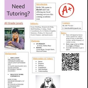 Private Tutoring Services Offered